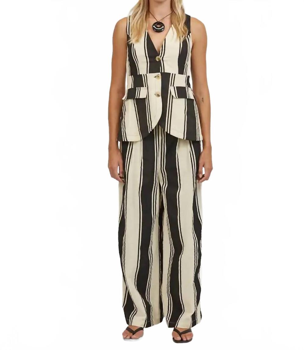 NEW A.REN delphine striped vest top in black and white stripe
